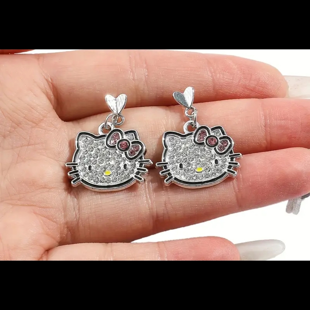 Hello Kitty Silver and Pink Earrings